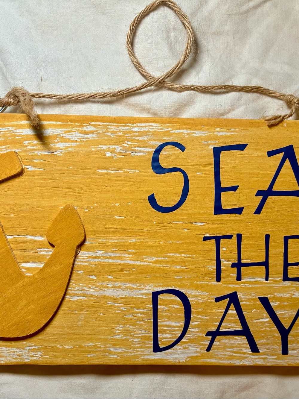 Seas the Day - Yellow Nautical Wall Sign handmade by me